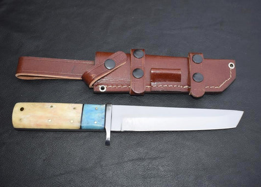 Premium Handmade J2 steel Tanto Knife with Dual Color Camel Bone Handle. Pro1537