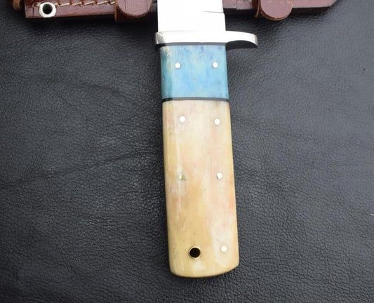 Premium Handmade J2 steel Tanto Knife with Dual Color Camel Bone Handle. Pro1537