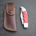 Handmade Damascus Steel Back Lock Hunting knife with Reddish Dollar Sheet Handle.Pro-Vigoroso1480