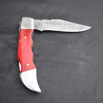 Handmade Damascus Steel Back Lock Hunting knife with Reddish Dollar Sheet Handle.Pro-Vigoroso1480