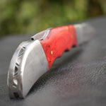 Handmade Damascus Steel Back Lock Hunting knife with Reddish Dollar Sheet Handle.Pro-Vigoroso1480