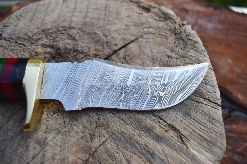 Handmade Damascus steel Stag Handle Camping Gear with Brass Bolster. Pro-Tenace1520