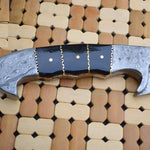 Handmade Damascus Steel Hunting Bowie Knife with Bull Horn Handle. Pro-Vigoroso1461