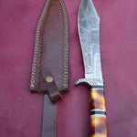 Handmade Damascus Steel Hunting Rambo Bowie Knife With Resin & Bull Horn Handle. Pro-Vigoroso1467