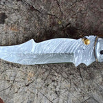 Handmade Damascus Steel Fish Tail Shape Folding Knife. Pro-Vigoroso1476