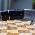 Handmade Damascus Steel Hunting Bowie Knife with Bull Horn Handle. Pro-Vigoroso1461