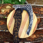 Handmade High Carbon Steel Long Edge Viking Pizza Cutter AXE.  Free Damascus Steel Ring. Pro-Bello1490