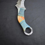 Handmade Damascus steel Karambit Knife with Two Tones Dollar Sheet Handle. Pro-Netto1542