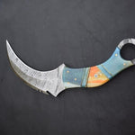 Handmade Damascus steel Karambit Knife with Two Tones Dollar Sheet Handle. Pro-Netto1542