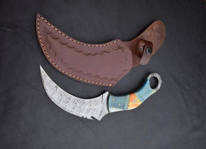 Handmade Damascus steel Karambit Knife with Two Tones Dollar Sheet Handle. Pro-Netto1542