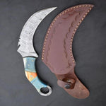 Handmade Damascus steel Karambit Knife with Two Tones Dollar Sheet Handle. Pro-Netto1542