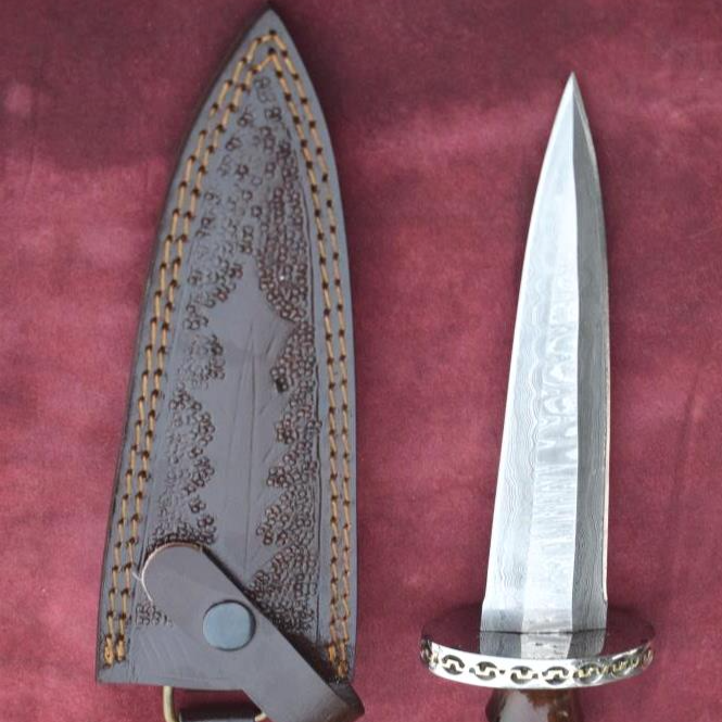 Handmade Damascus steel Dagger Knife with Dark Wood Handle. Pro-Diese1545