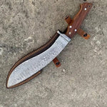 Handmade Damascus Steel Hunting Kukri Knife With Dark Wood Handle. Pro-Bello1450