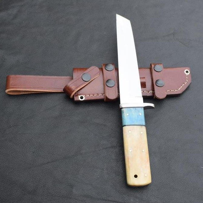 Handmade J2 steel Tanto Knife with Dual Color Camel Bone. Pro-Tenace1537