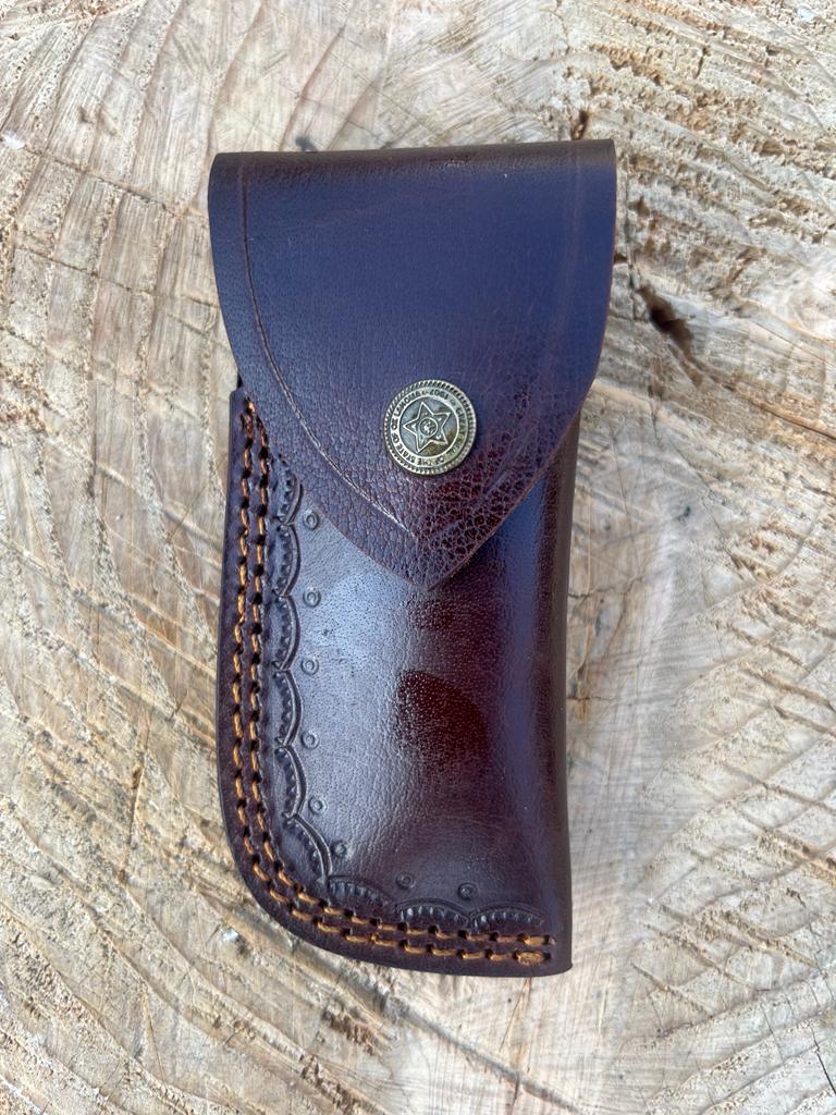 Handmade Damascus Steel with Engraved Bolster Handle Folding Knife. Pro-Vigoroso1482