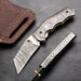 Damascus Steel Cleaver Blade Folding Knife with Damascus Handle. Pro1922