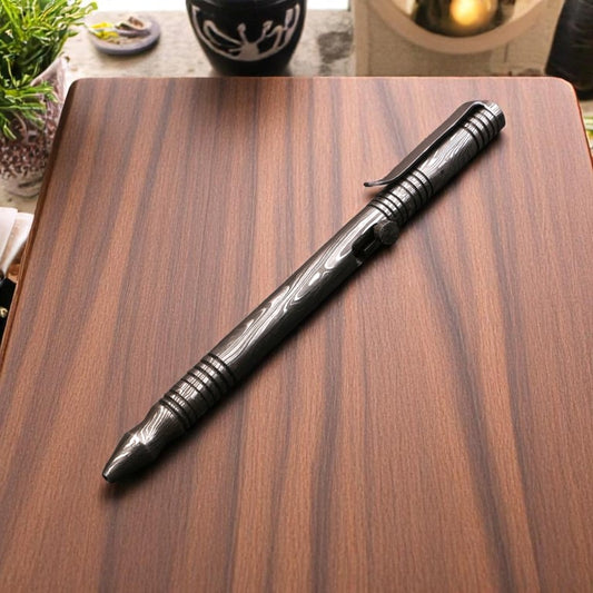 Handmade Damascus Steel Ballpoint Pen with Tri-Edge Paper Cutter. Pro-Regalo7015
