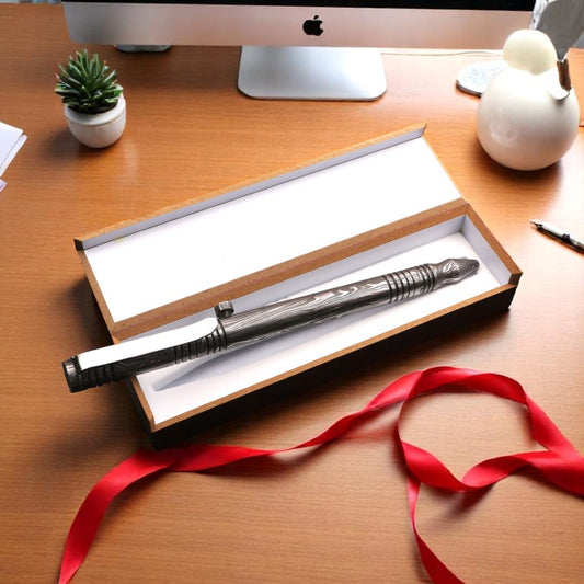 Handmade Damascus Steel Ballpoint Pen with Tri-Edge Paper Cutter. Pro-Regalo7015