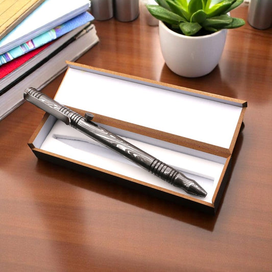 Handmade Damascus Steel Ballpoint Pen with Tri-Edge Paper Cutter. Pro-Regalo7015