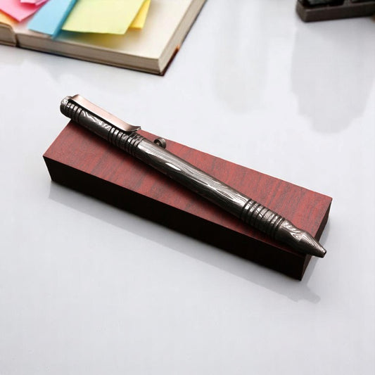 Handmade Damascus Steel Ballpoint Pen with Tri-Edge Paper Cutter. Pro-Regalo7015