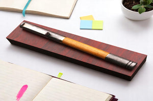 Handmade Damascus steel & Oak Wood Barrel Ballpoint Pen with Deep Pocket Clipper. Pro-Regalo7010
