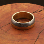 Captivated Handmade Brass and Damascus Steel Edges Ring with Brass Inlay.Pro-Regalo7011