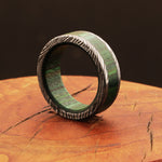 Enchant Damascus steel Wooden Filler Ring with Wood Inlay Packed in Special Box. Pro-Regalo7012