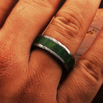 Enchant Damascus steel Wooden Filler Ring with Wood Inlay Packed in Special Box. Pro-Regalo7012