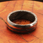 Enthralling Damascus Steel Ring with Embedded Brass Lines Packed in Special Box. Pro-Regalo7020