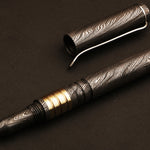 Handcrafted Lavish Damascus steel ballpoint pen with Brass Fittings. Pro-Regalo7004