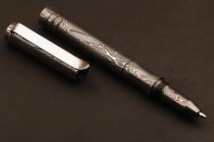 Handmade Splendor Damascus steel ballpoint pen with Pocket Clipper. Pro-Regalo7005