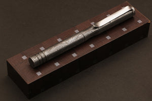 Handmade Splendor Damascus steel ballpoint pen with Pocket Clipper. Pro-Regalo7005