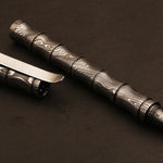 Handmade Damascus steel Pen Custom with Screw Cap and Pocket Clipper. Pro-Regalo7006