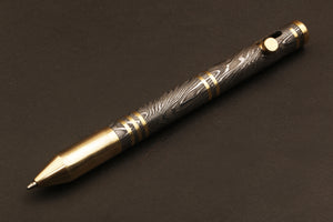 Art Work Custom Hand Forged Damascus steel Ballpoint Pen with Rotating Button. Pro- Regalo7007