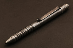 Hand forged Damascus steel Twisted Pattern ballpoint pen with Splines Button. Pro-Regalo7008