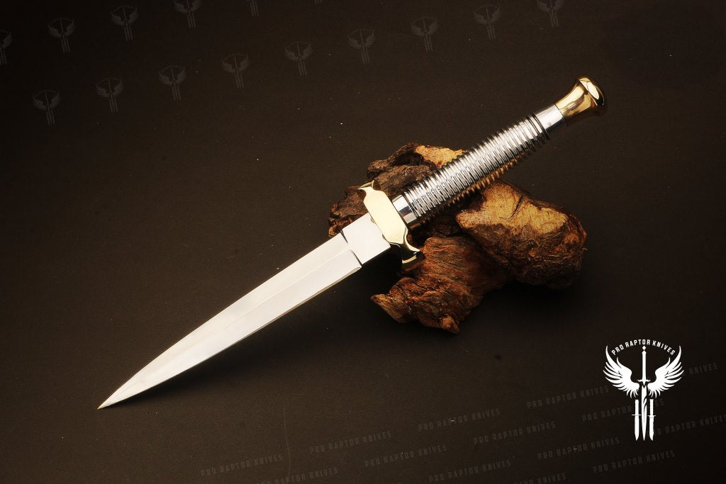 Handmade J2 steel Dagger Knife with Metal Threads Handle. Pro-Diese1702