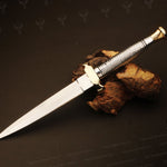 Handmade J2 steel Dagger Knife with Metal Threads Handle. Pro-Diese1702