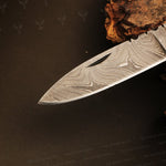 Handmade Damascus steel Micarta Handle Folding Knife. Packed in Ash wood Box. Pro-Vigoroso1703