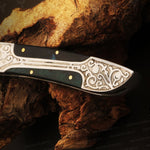 Handmade Damascus steel Micarta Handle Folding Knife. Packed in Ash wood Box. Pro-Vigoroso1703