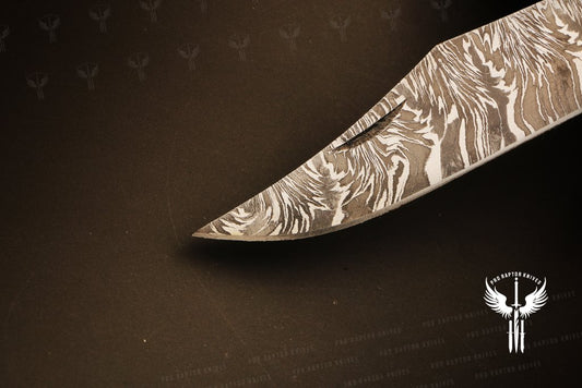 Damascus steel Push Button Folding Knife with Micarta Handle. in Wooden Box. Pro1704