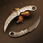 Handmade Damascus Steel Full Tang Handle Karambit Knife Packed in Ash Wood Gift Box.  Pro-Netto1707