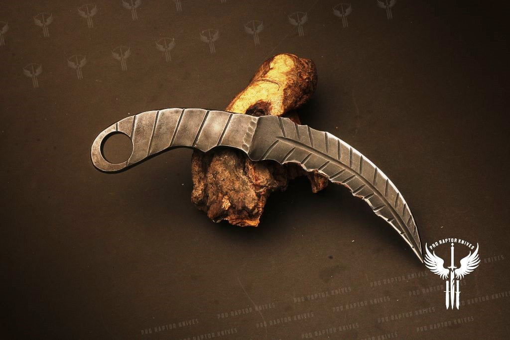 Handmade Rail Steel Karambit Knife with Metal Handle Packed in Ash Wood Gift Box. Pro-Netto1706