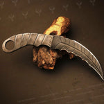 Handmade Rail Steel Karambit Knife with Metal Handle Packed in Ash Wood Gift Box. Pro-Netto1706