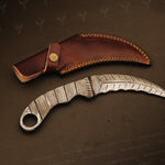 Handmade Damascus Steel Full Tang Handle Karambit Knife Packed in Ash Wood Gift Box.  Pro-Netto1707