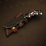 Handmade Black Powder Coated Hunting Tanto Knife with Two Color Resin Handle. Pro-Netto1708