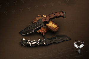 Handmade Black Powder Coated Hunting Tanto Knife with Two Color Resin Handle. Pro-Netto1708