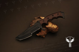 Handmade Black Powder Coated Hunting Tracker or Tanto Knife with Dollar Sheet Handle. Pro-Netto1709