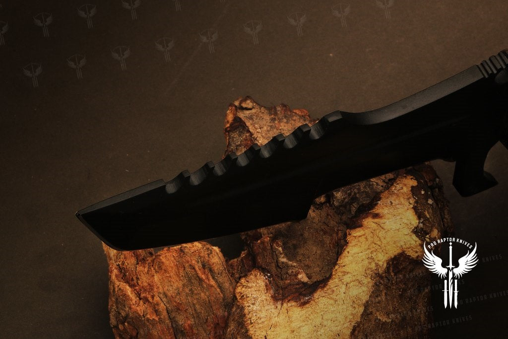 Handmade Black Powder Coated Hunting Tracker or Tanto Knife with Dollar Sheet Handle. Pro-Netto1709