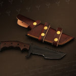 Handmade Black Powder Coated Hunting Tracker or Tanto Knife with Dollar Sheet Handle. Pro-Netto1709