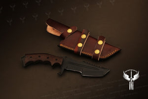 Handmade Black Powder Coated Hunting Tracker or Tanto Knife with Dollar Sheet Handle. Pro-Netto1709